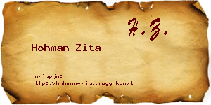 Hohman Zita névjegykártya